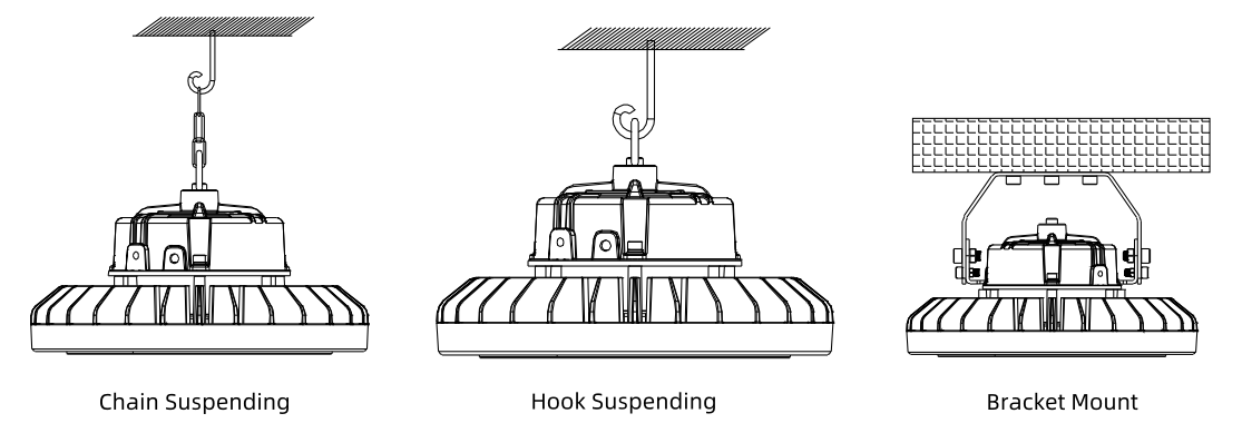 Glass cover UFO LED high bay installation methods