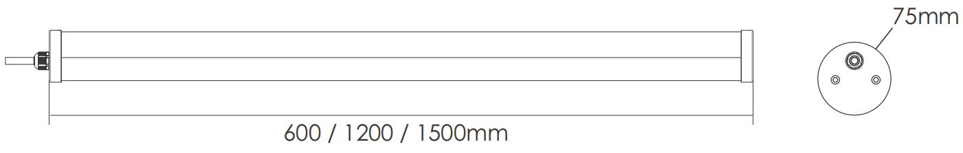 IP69K led tri-proof lys dimensional tegning