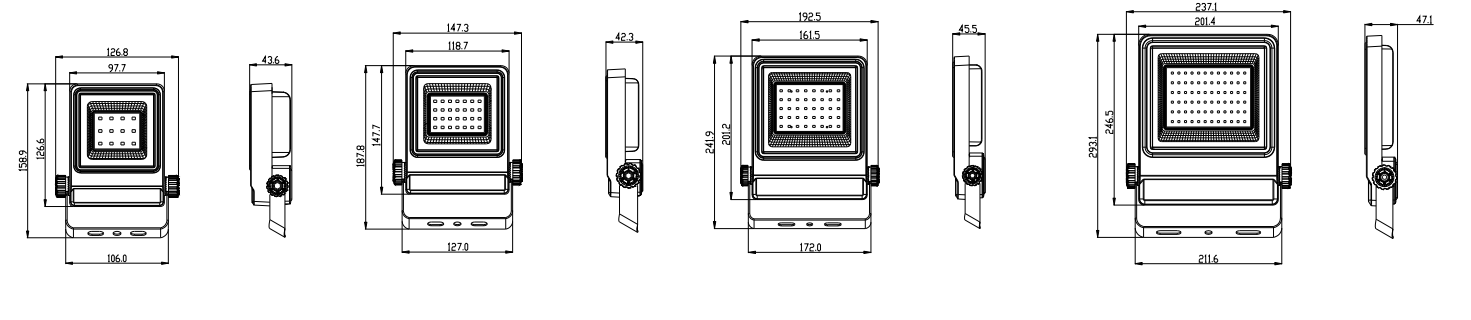 Maattekening LED-schijnwerper