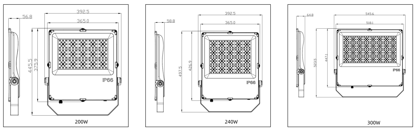 LED projektör boyutlu çizim