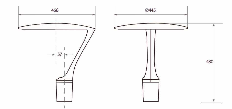 Dimensions de l'éclairage de jardin à LED