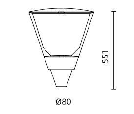 Dimensioni lampada testa palo a LED 1