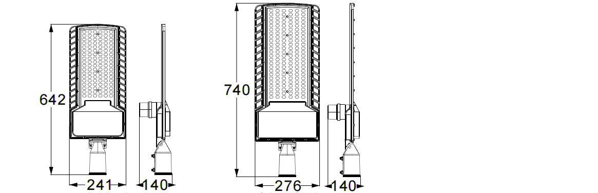 Dessin dimensionnel du lampadaire LED