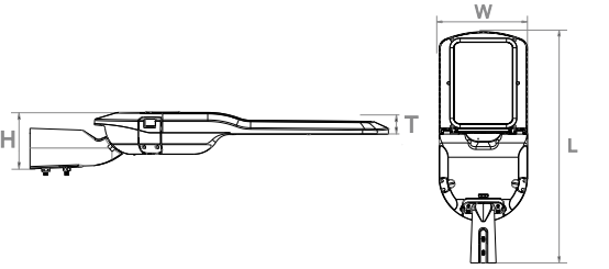 Dessin dimensionnel du lampadaire LED