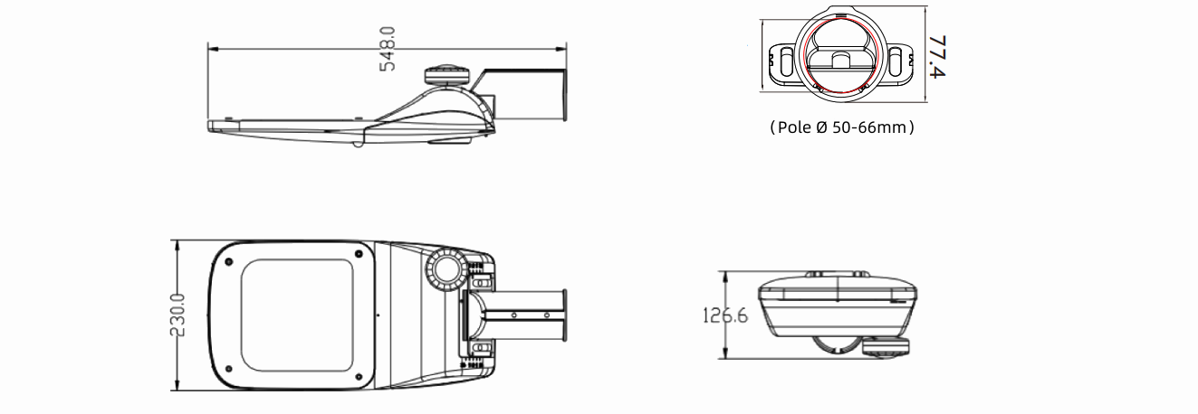 Disegno dimensionale lampione stradale a LED