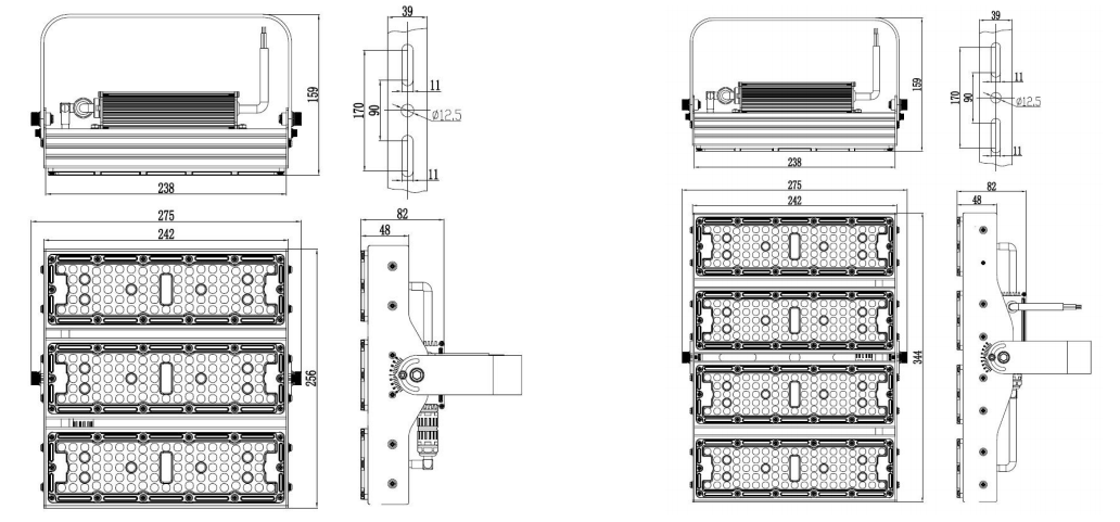 LED tünel lambası 150W 200W boyut