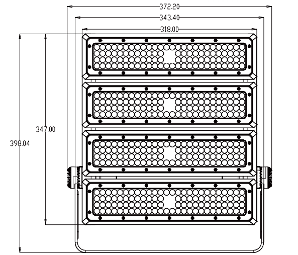 LED tunelová lampa 240W rozměry