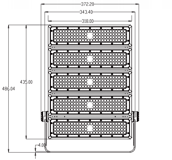 ایل ای ڈی ٹنل لیمپ 300W طول و عرض