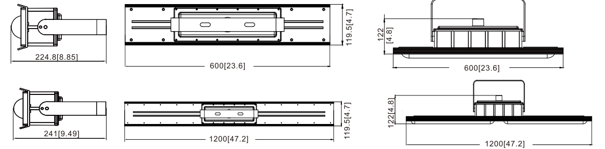 Desenho dimensional de luz LED linear à prova de explosão