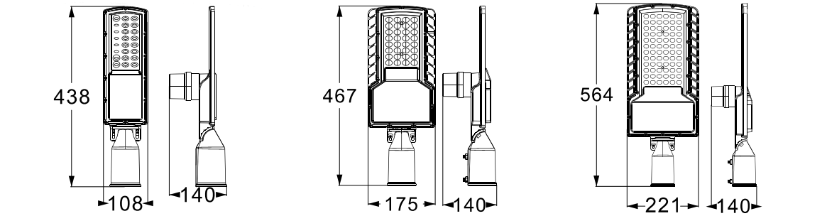 dagsljussensor LED gatubelysning dimensioner