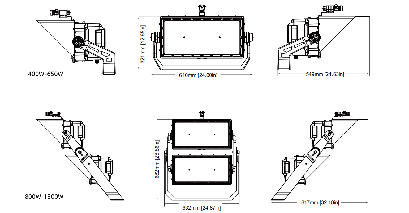 modulaire LED-sportlamp maattekening